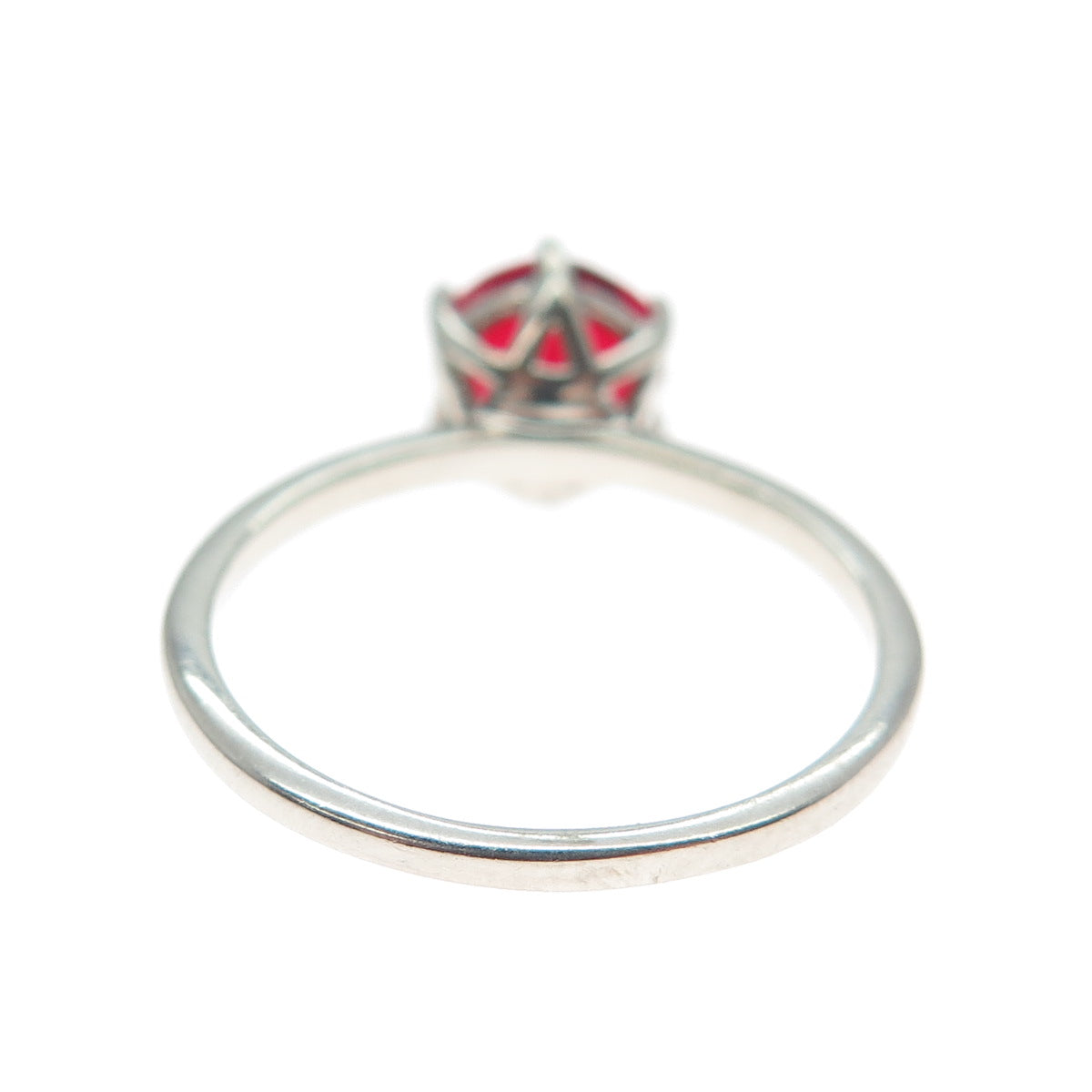 DAZZLERS 925 Sterling Silver Round-Cut Nano Red Garnet Ring Size 8