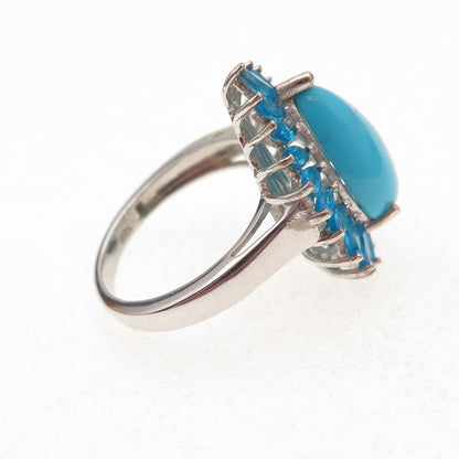 Chuck Clemency 925 Sterling Real Sleeping Beauty Turquoise & Apatite Ring Size 8