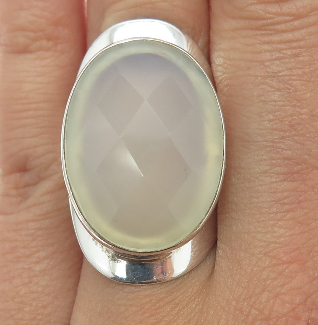 DOMINIQUE DINOUART 925 Sterling Silver Vintage Mexico Chalcedony Ring Size 8