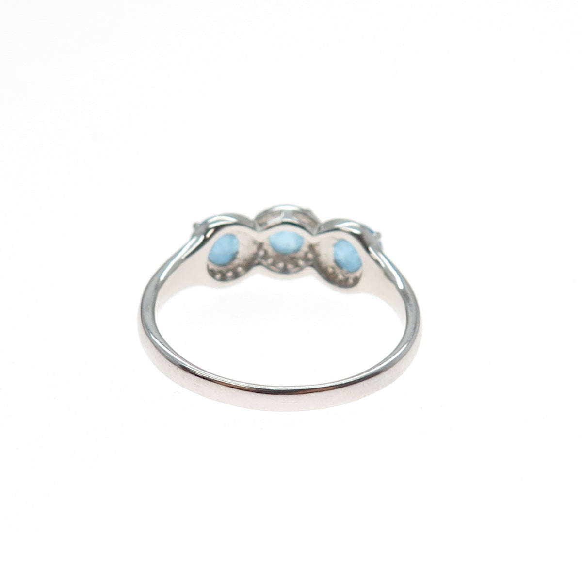 BOMB PARTY 925 Sterling Silver Round-Cut Blue & White C Z Ring Size 9.25