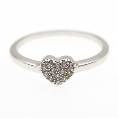 925 Sterling Silver Round-Cut C Z Heart Ring Size 7