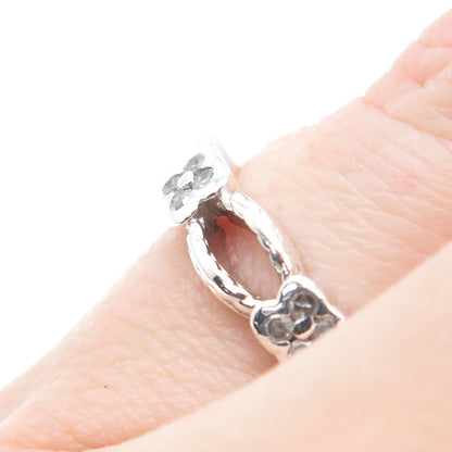 925 Sterling Silver Real Round-Cut Diamond Band Ring Size 5