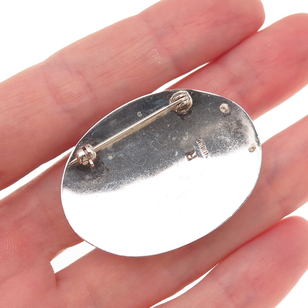 Rex Abeita Navajo Old Pawn 925 Sterling Silver Vintage Pearl Tribal Pin Brooch