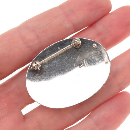 Rex Abeita Navajo Old Pawn 925 Sterling Silver Vintage Pearl Tribal Pin Brooch