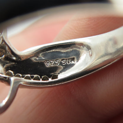 SUN 925 Sterling Silver Real Round-Cut Diamond Bypass Ring Size 7