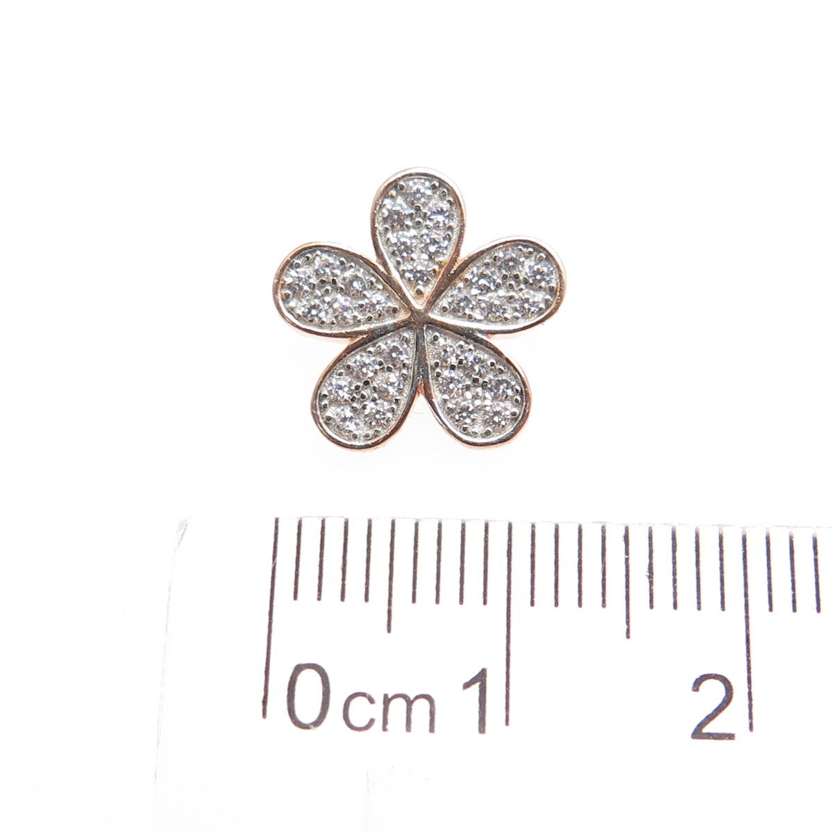 HAN 925 Sterling Silver Rose Gold Plated C Z Flower Minimalist Pendant