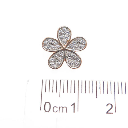 HAN 925 Sterling Silver Rose Gold Plated C Z Flower Minimalist Pendant