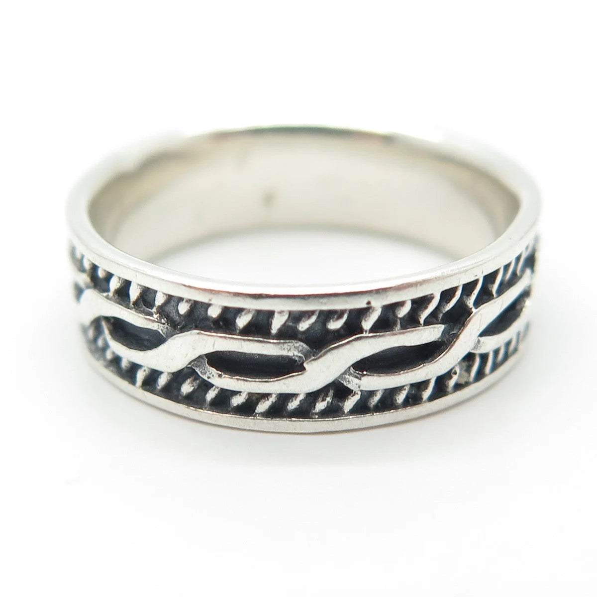 925 Sterling Silver Vintage Braided Band Ring Size 7.25