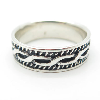 925 Sterling Silver Vintage Braided Band Ring Size 7.25