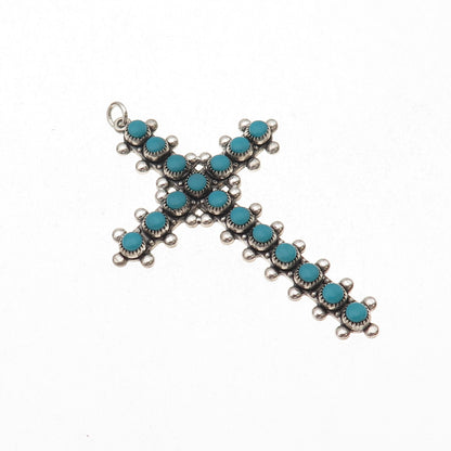 Bell Trading Post Old Pawn Sterling Vintage Turquoise Cross Snake Eye Pendant