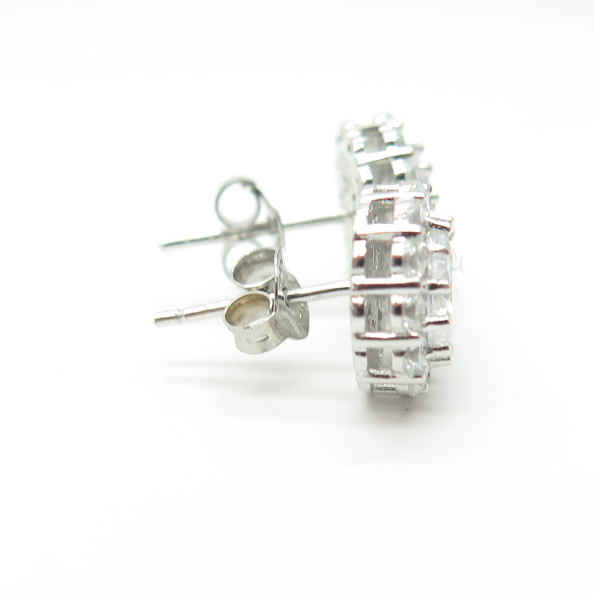 HAN 925 Sterling Silver Round-Cut White C Z Stud Earrings