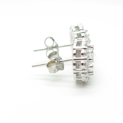 HAN 925 Sterling Silver Round-Cut White C Z Stud Earrings