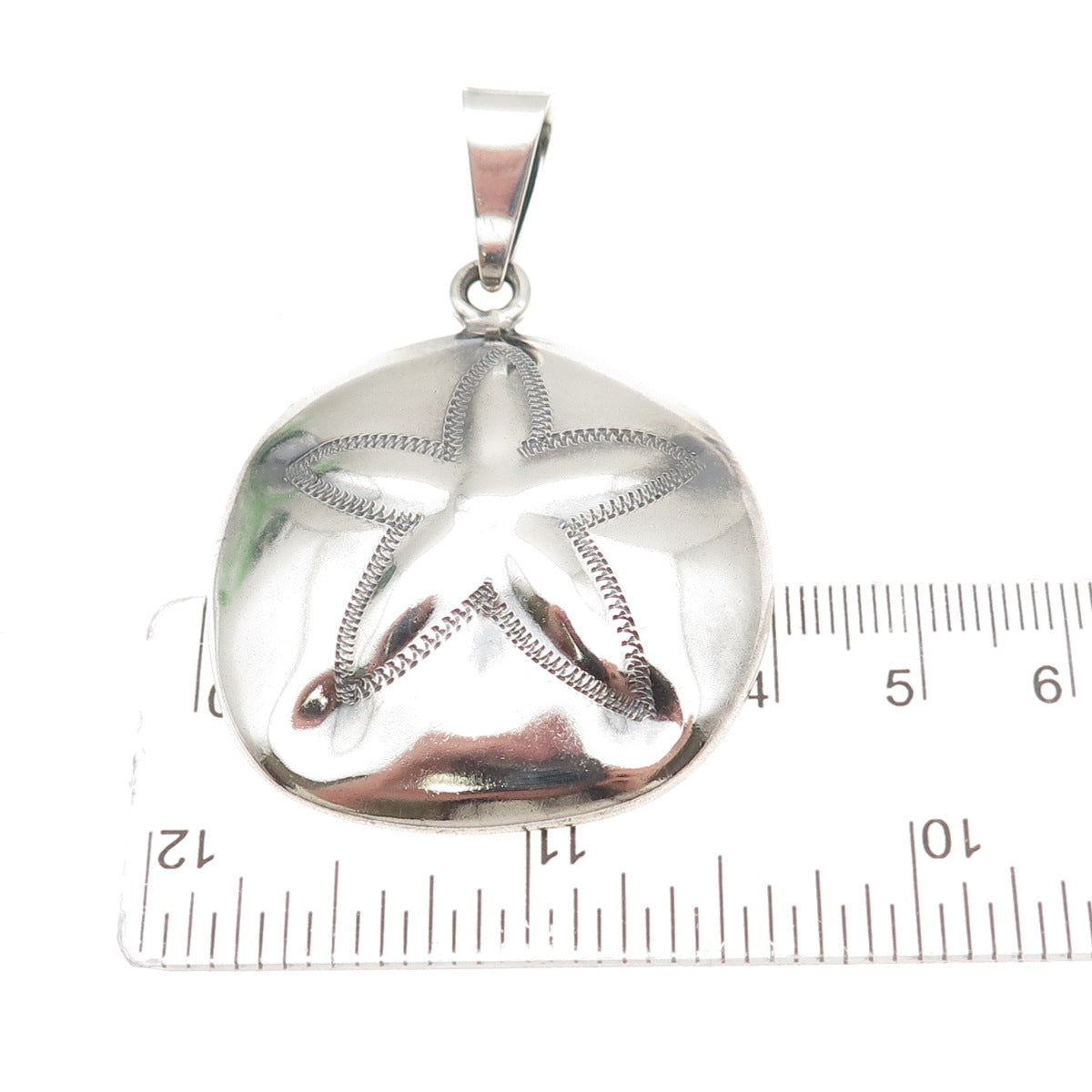 ANNIKA WITT 925 Sterling Silver Vintage Mexico Sand Dollar Oxidized Pendant