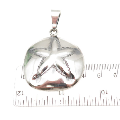 ANNIKA WITT 925 Sterling Silver Vintage Mexico Sand Dollar Oxidized Pendant