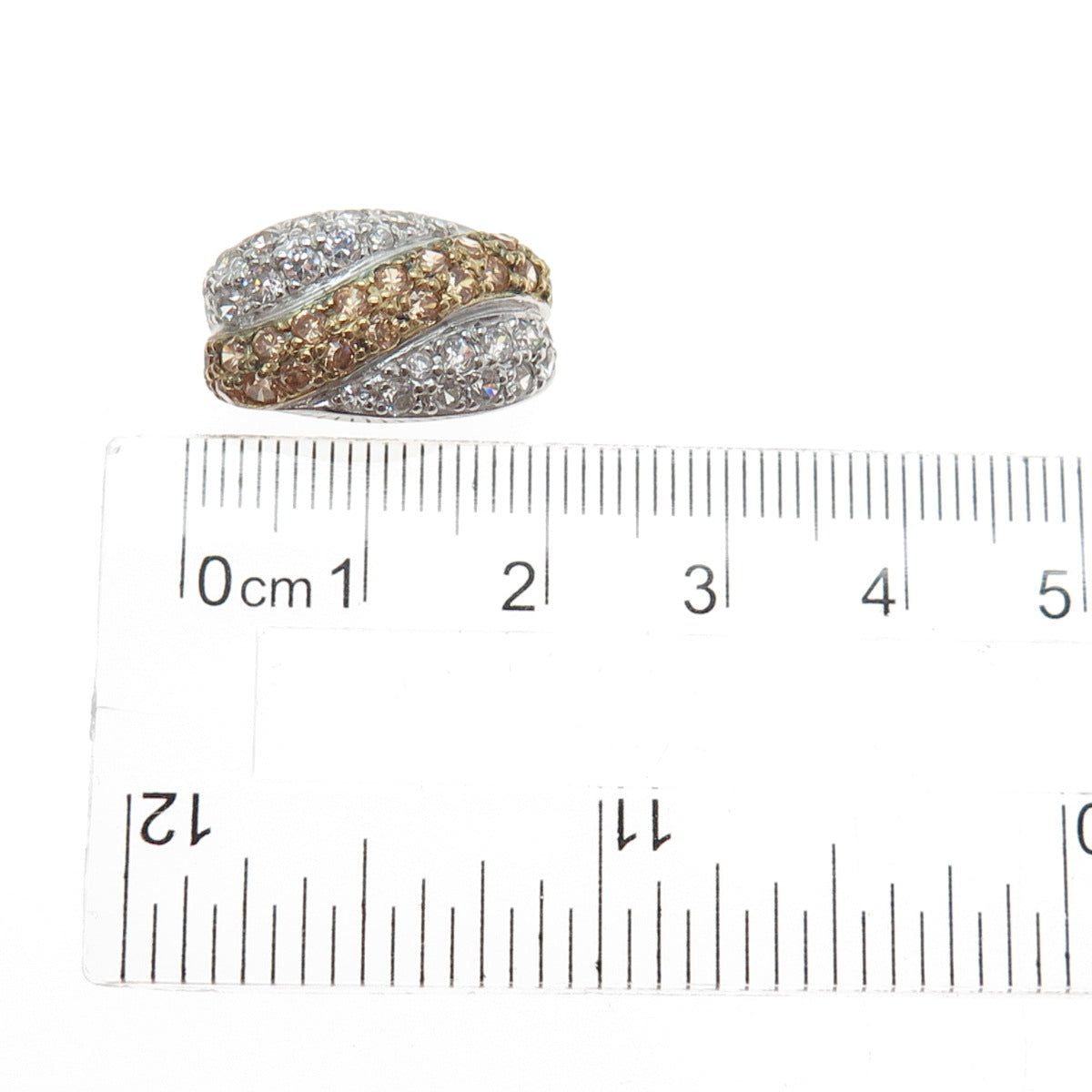 ROSS SIMONS 925 Sterling Silver 2-Tone Champagne & White C Z Slide Mini Pendant