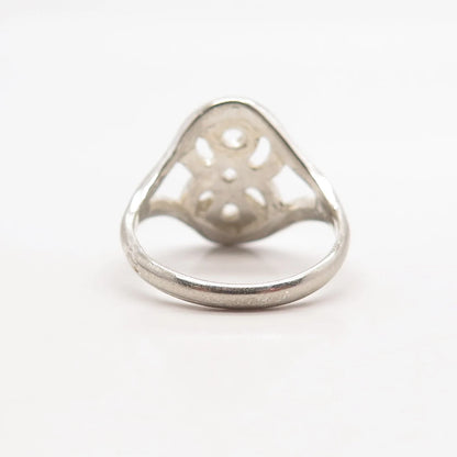 925 Sterling Silver Vintage Modernist Ring Size 7