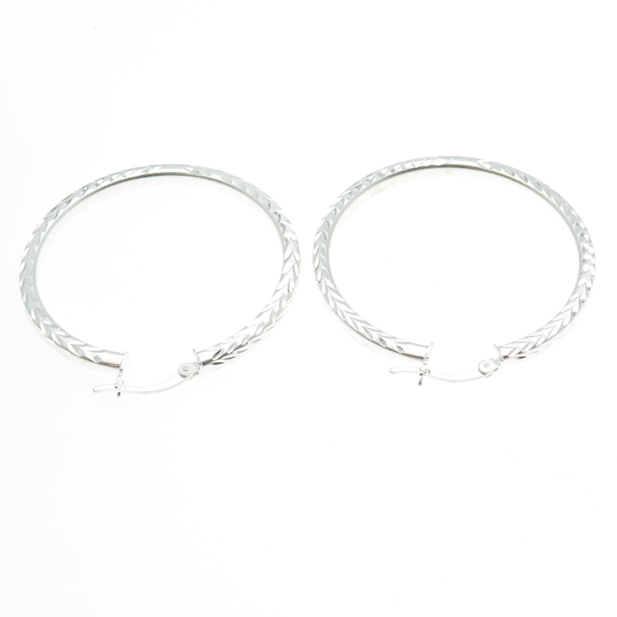 HANIN 925 Sterling Silver Engraved Hinged Hoop Earrings