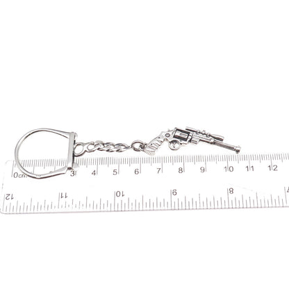 925 Sterling Silver Vintage Revolver Key Fob Chain