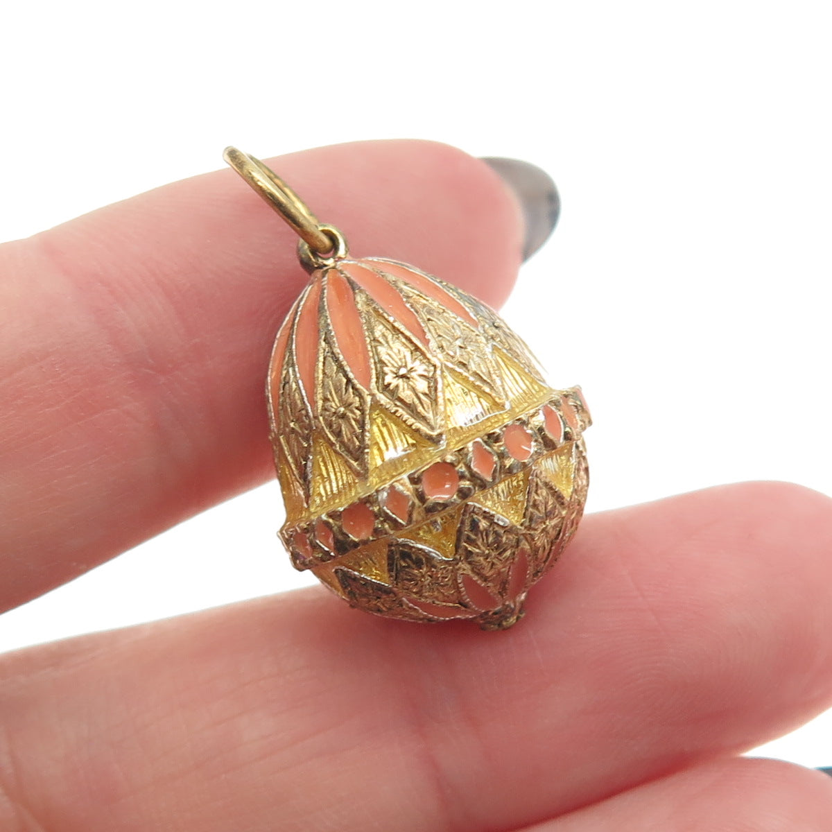 RAFKA Retired 925 Sterling Silver Vermeil Enamel Royal Easter Egg Charm Pendant