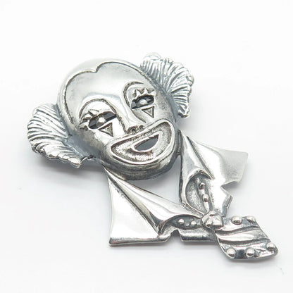 925 Sterling Silver Vintage Mexico Clown Pin Brooch