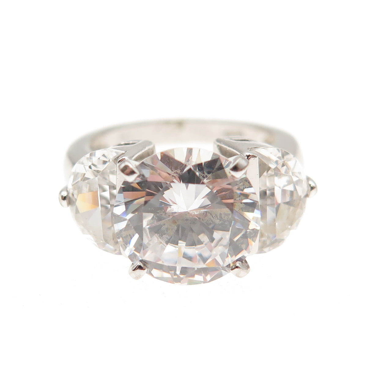 925 Sterling Silver Multi-Cut C Z Engagement Ring Size 5