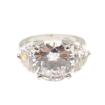 925 Sterling Silver Multi-Cut C Z Engagement Ring Size 5