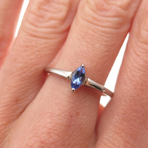 Chuck Clemency 925 Sterling Silver Real Marquise-Cut Tanzanite Ring Size 8.25