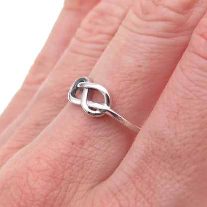 925 Sterling Silver Vintage Infinity Knot Oxidized Ring Size 7.75