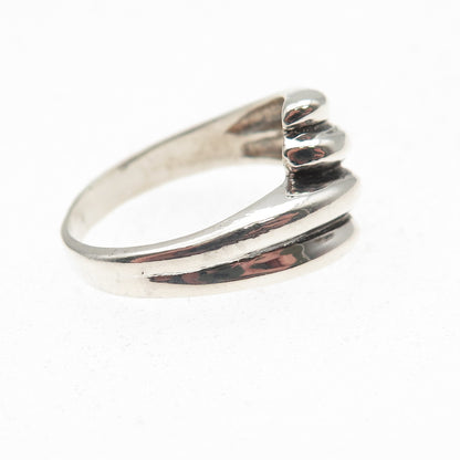 Chapal Zenray 925 Sterling Silver Vintage Modernist Oxidized Bypass Ring Size 8
