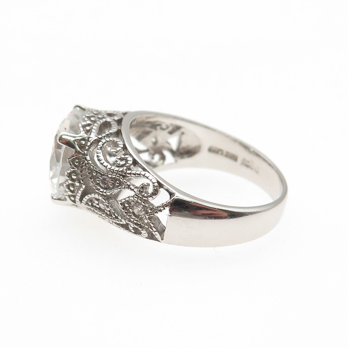 925 Sterling Silver Round-Cut C Z Promise Ring Size 10.25