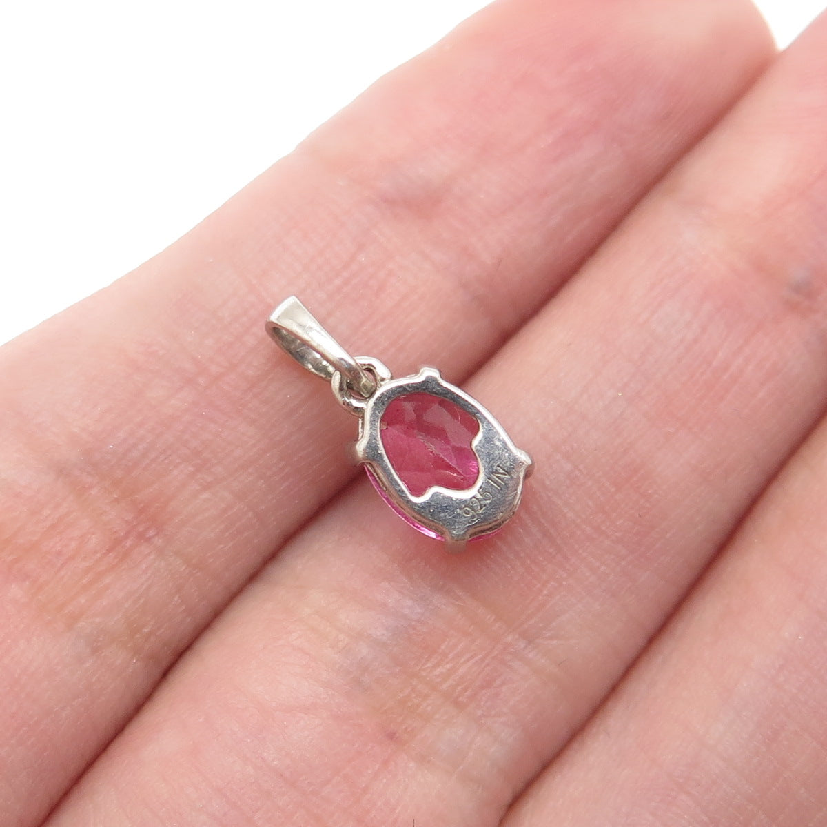 925 Sterling Silver Real Oval-Cut Ruby Minimalist Charm Pendant