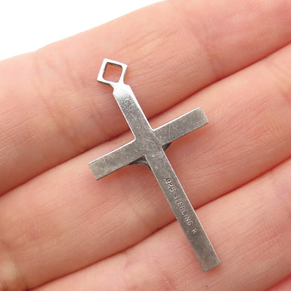 TRU-KAY 925 Sterling Silver Vintage Crucifix Cross Religious Charm Pendant