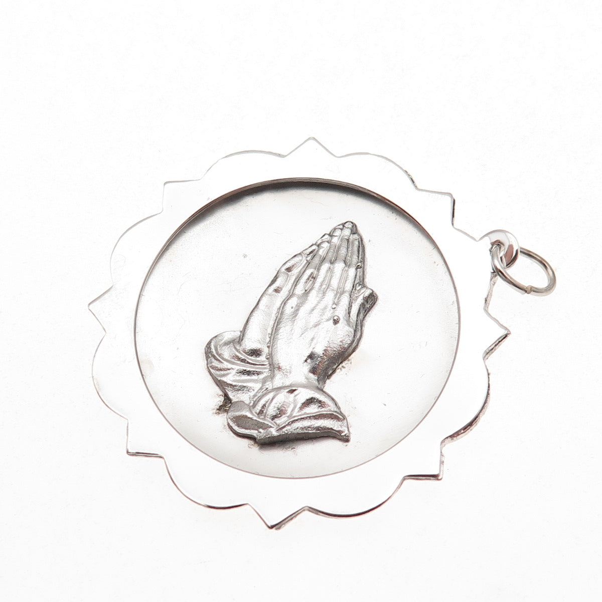 925 Sterling Silver Vintage Prayer Hands Religious Charm Pendant