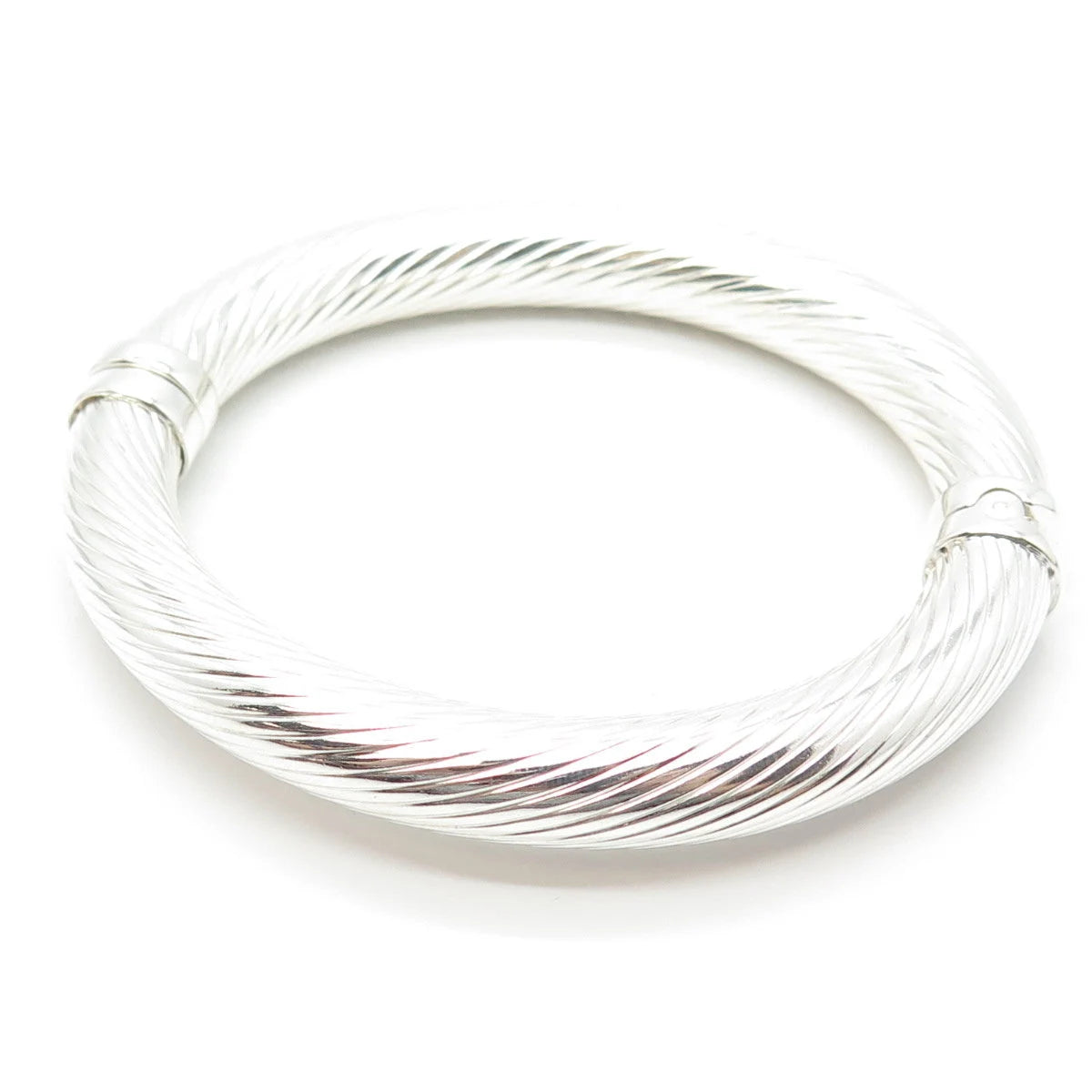 925 Sterling Silver Vintage Italy Hinged Bangle Bracelet 7.25"
