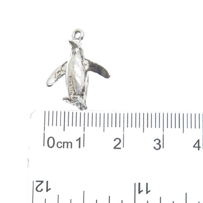 925 Sterling Silver Vintage Pinguin Minimalist 3D Charm Pendant