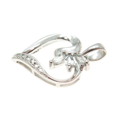 ROSS SIMONS 925 Sterling Silver Diamond Accent & Blue Topaz Heart Mini Pendant
