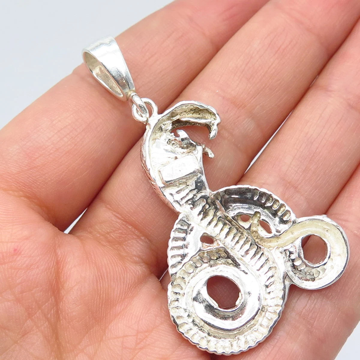925 Sterling Silver Vintage Snake Pendant