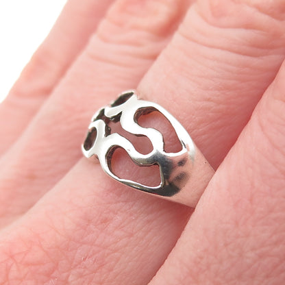 925 Sterling Silver Vintage Modernist Ring Size 8.75