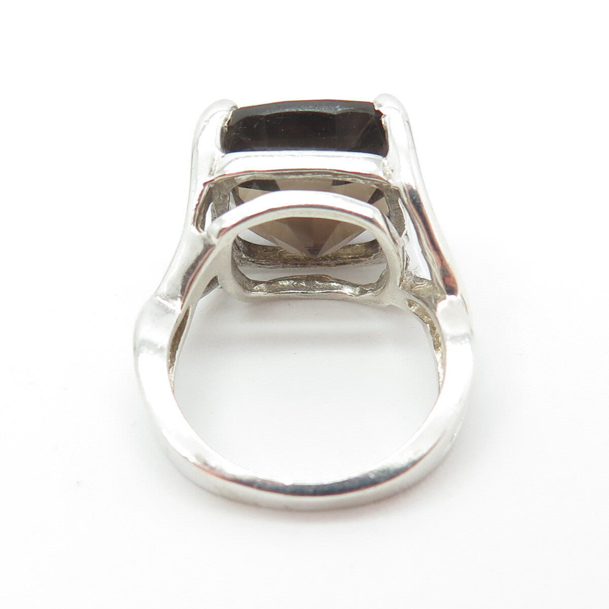 925 Sterling Silver Vintage Real Smoky Quartz Ring Size 5.5