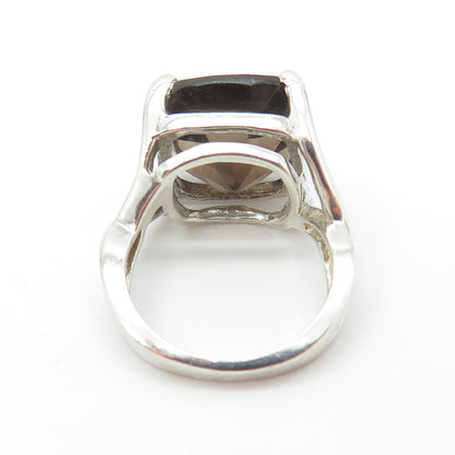 925 Sterling Silver Vintage Real Smoky Quartz Ring Size 5.5