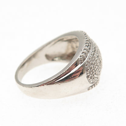 925 Sterling Silver Real Round-Cut Diamond Sparkle Dome Ring Size 7