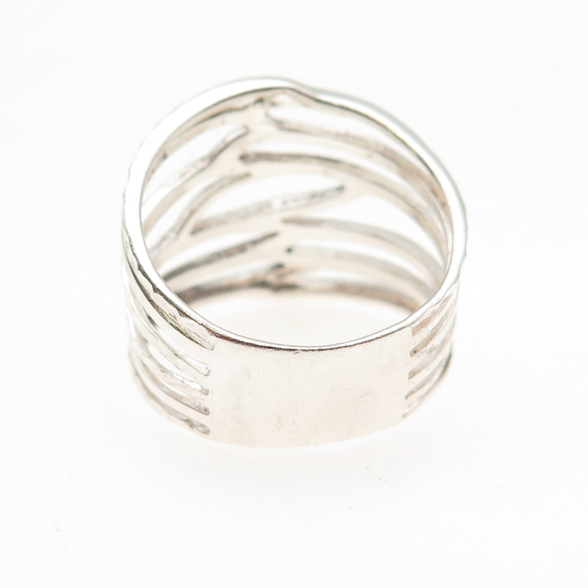 925 Sterling Silver Vintage Diamond-Cut Multi-Row Ring Size 8