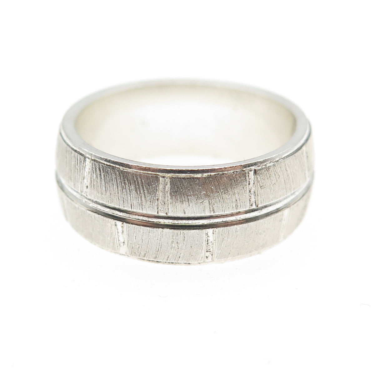 925 Sterling Silver Vintage Textured Band Ring Size 7.5