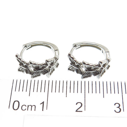 925 Sterling Silver Butterfly Hoop Earrings