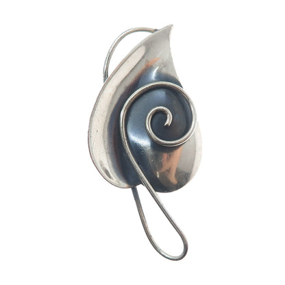 JEWELART 925 Sterling Silver Vintage Floral Leaf Oxidized Pin Brooch