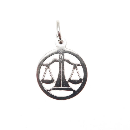 925 Sterling Silver Vintage DCJ Libra Zodiac Sign Mini Charm Pendant