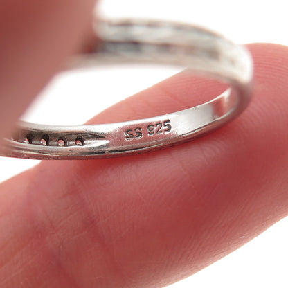 925 Sterling Silver Round-Cut C Z Half Eternity Stackable Band Ring Size 7