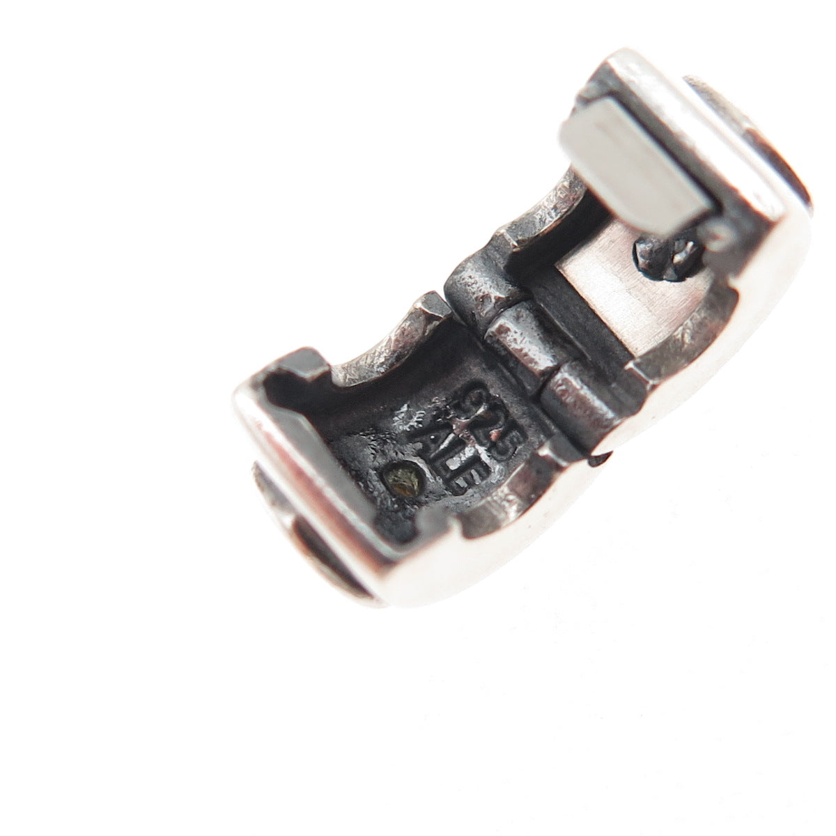 Pandora 925 Sterling Silver & Gold C Z Double Heart Clip Charm