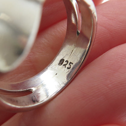 925 Sterling Silver Vintage Real Oval-Cut Citrine Modernist Ring Size 6.75
