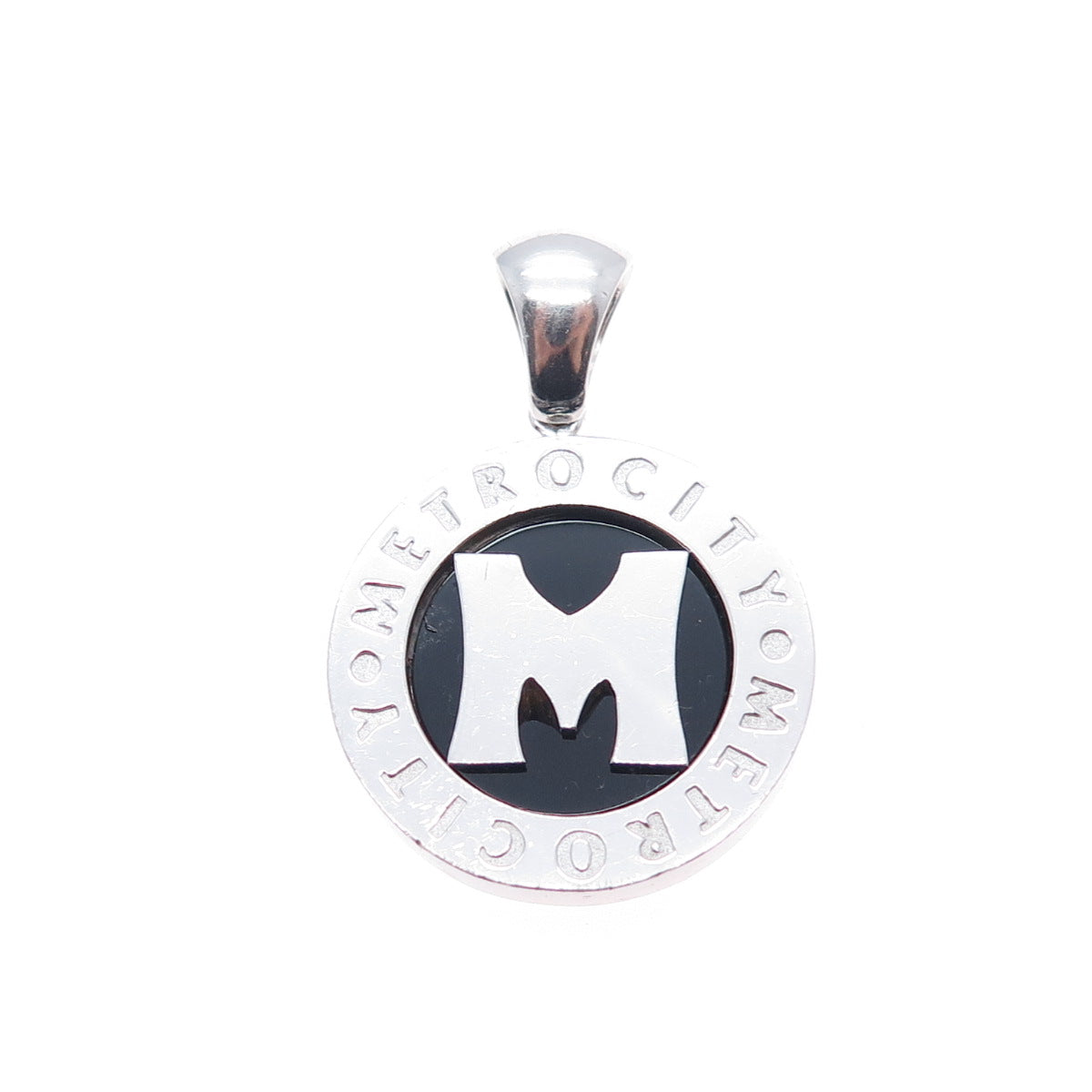 925 Sterling Silver Vintage Real Black Onyx Metro City Charm Pendant